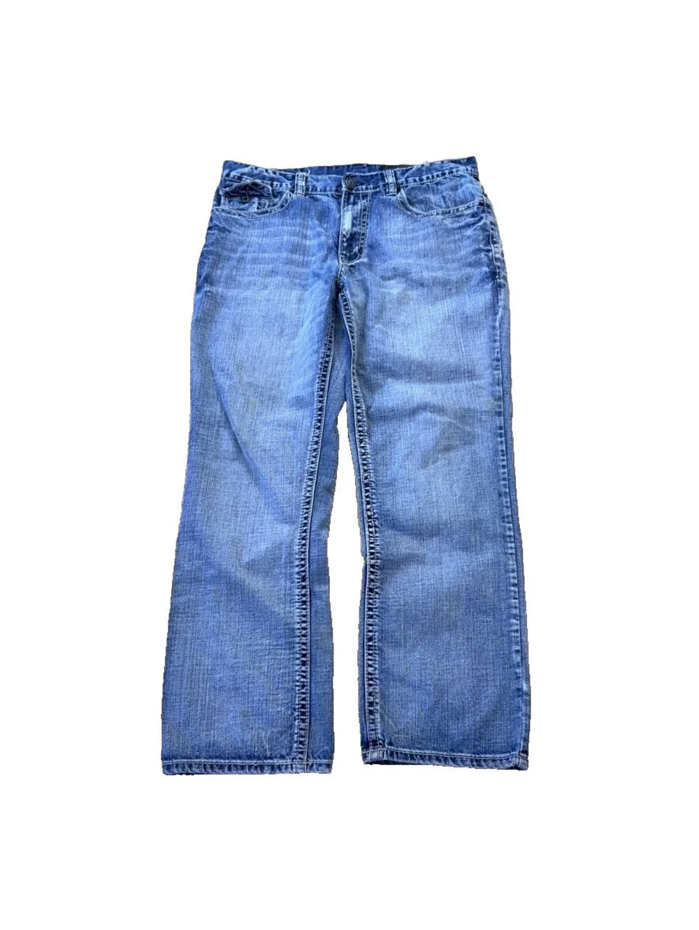 Y2K Axel Treadwell Relaxed Straight Jeans Light Wash Denim Grunge W34 L30